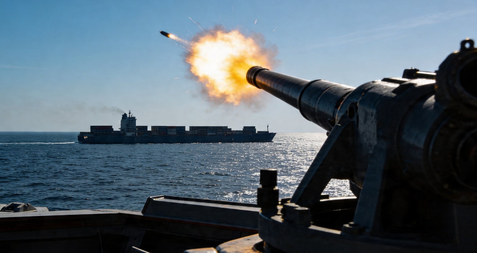 Ilustrasi Penembakan Kapal Kargo Iran Oleh Militer AS