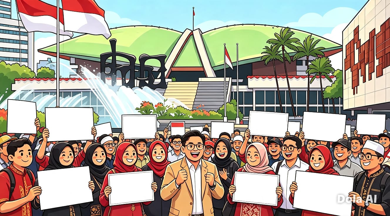 Demo kritik dan dukung program pemerintah di DPR RI hari ini