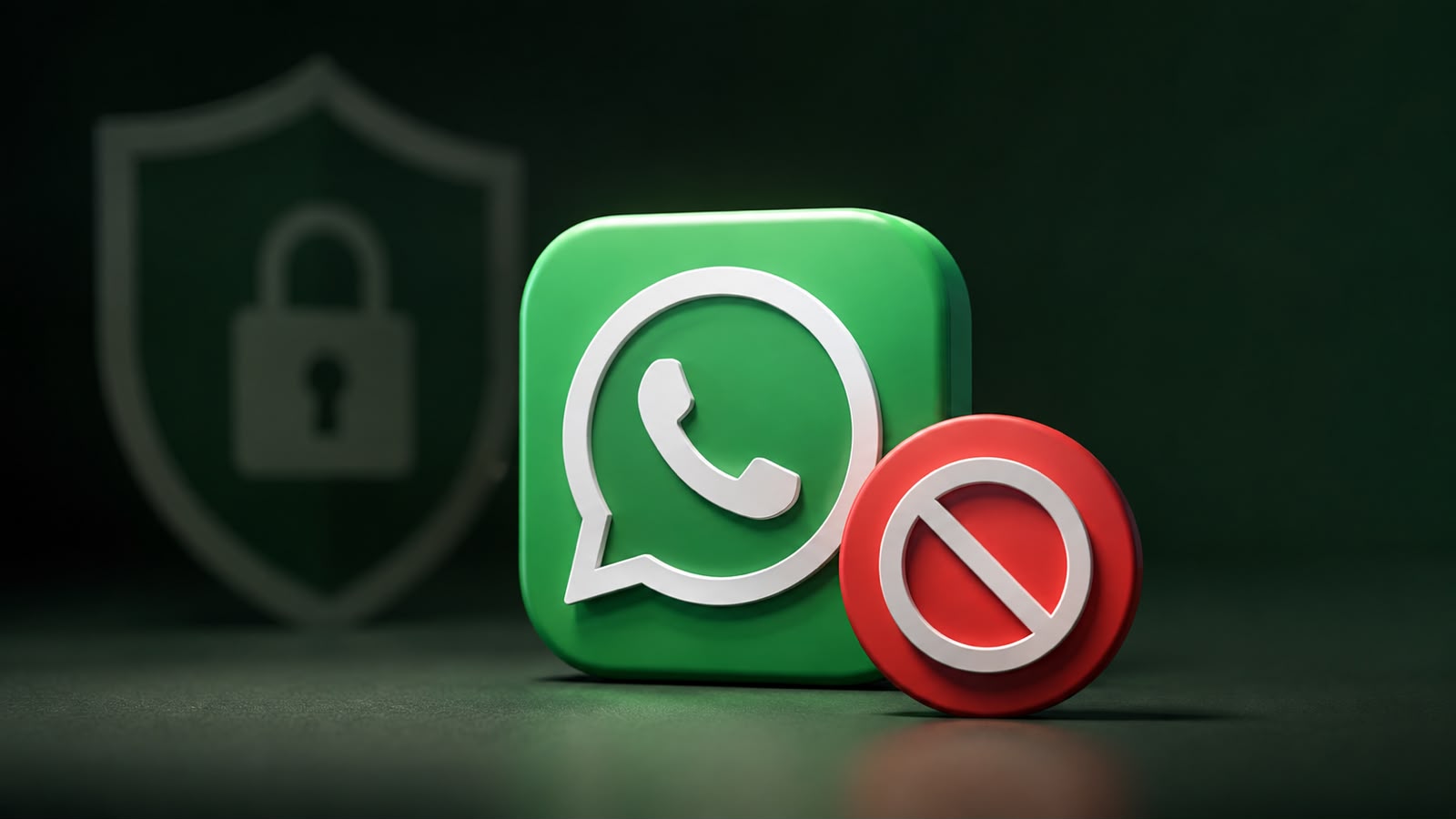 Ilustrasi ikon WhatsApp dan simbol gembok terkunci, menggambarkan fenomena akun WhatsApp yang tiba-tiba terblokir oleh sistem keamanan otomatis platform media sosial.
