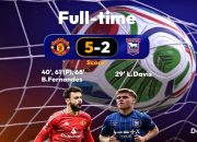Manchester United menghajar Ipswich Town 5-2 di Old Trafford. Bruno Fernandes tampil gemilang dengan hattrick dan satu assist untuk Setan Merah.