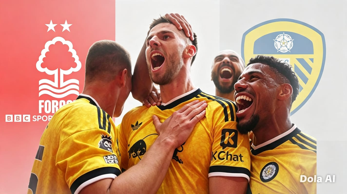 Pemain Leeds United merayakan kemenangan 2-0 atas Nottingham Forest pada putaran kedua Carabao Cup di City Ground.