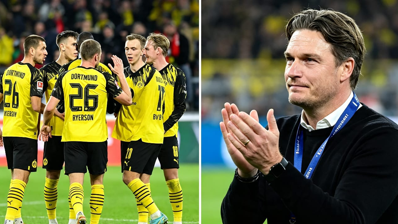 Para pemain Dortmund merayakan gol indah bersama rekan setimnya. Penampilan impresif para wonderkids menjadi kunci kebangkitan performa Dortmund di bawah Niko Kovač.