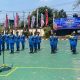 Pelajar mengikuti lomba Polisi Cilik dan Ketangkasan Baris Berbaris dalam Polres Cup 2026 di Mapolresta Karawang.