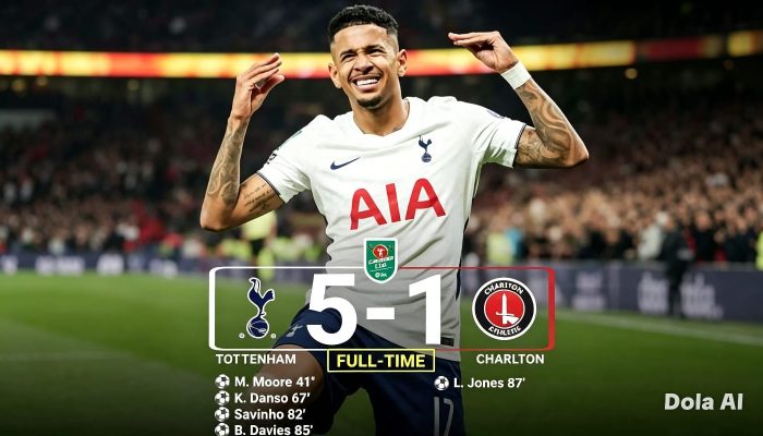 Debut Manis Savinho, Tottenham Bantai Charlton 5-1