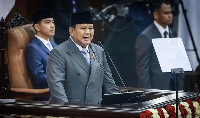 Presiden Prabowo Subianto menyampaikan pidato dalam Sidang Tahunan MPR RI dan Sidang Bersama DPR-DPD RI Tahun 2026