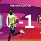 Bukayo Saka merayakan gol kemenangan Arsenal saat menundukkan Aston Villa 1-0 di Villa Park.