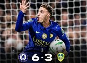 Cole Palmer merayakan gol saat Chelsea menang 6-3 atas Leeds United di Carabao Cup.