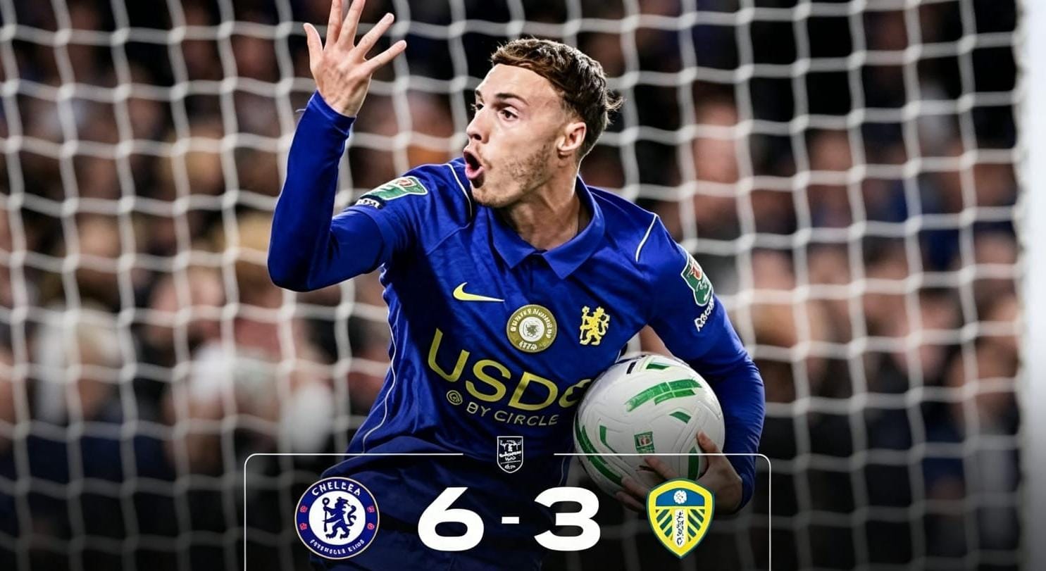 Cole Palmer merayakan gol saat Chelsea menang 6-3 atas Leeds United di Carabao Cup.