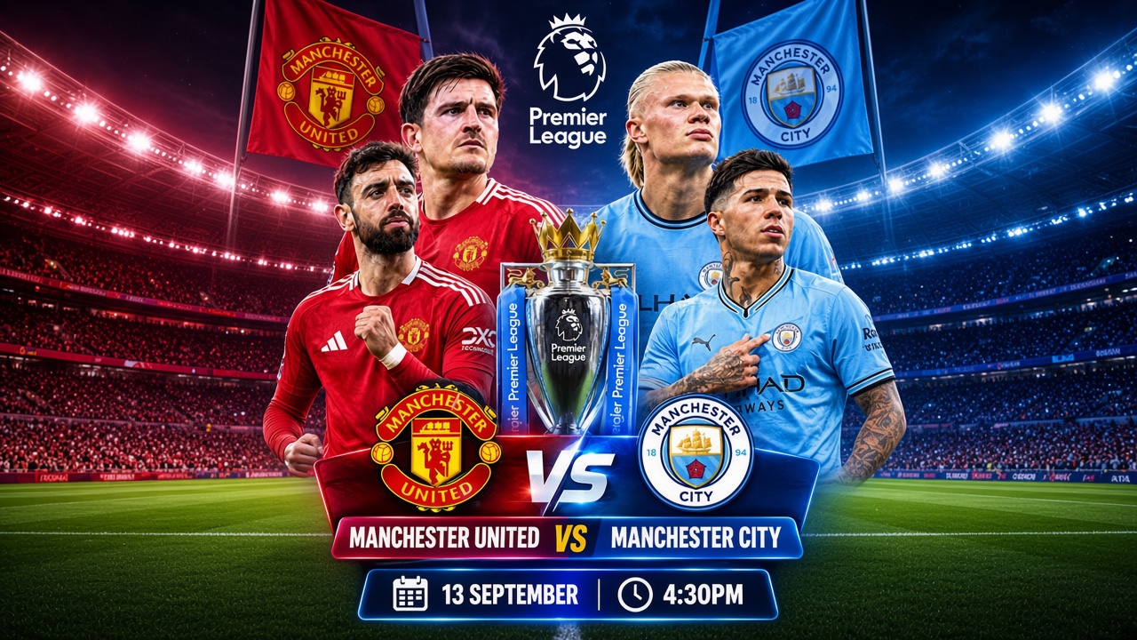 Manchester United menghadapi Manchester City dalam Derby Manchester di Old Trafford.