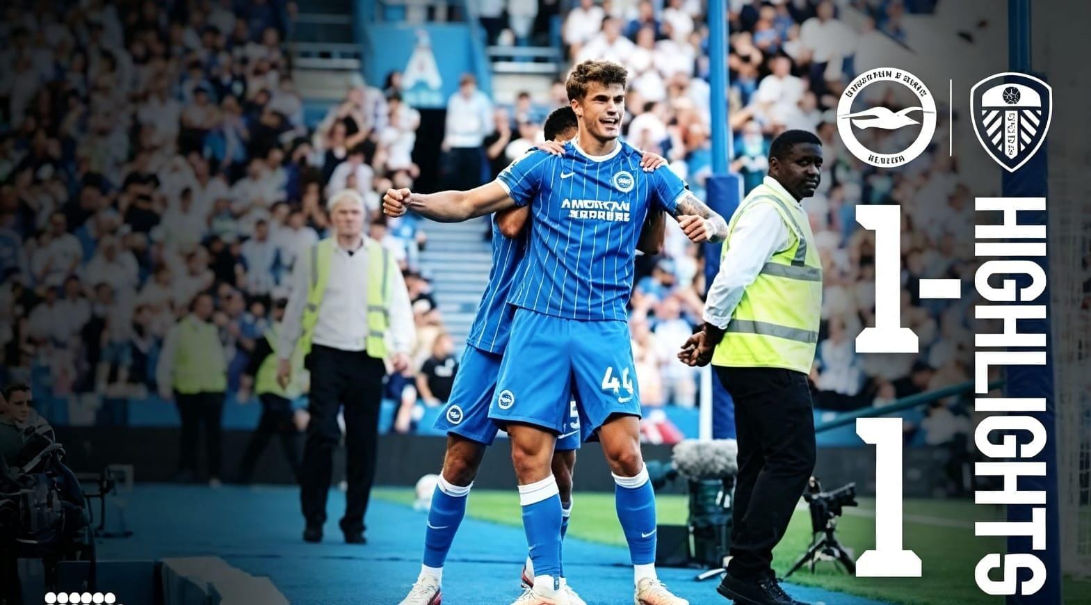 Luka Vušković mencetak gol penyama kedudukan Brighton saat menghadapi Leeds United.