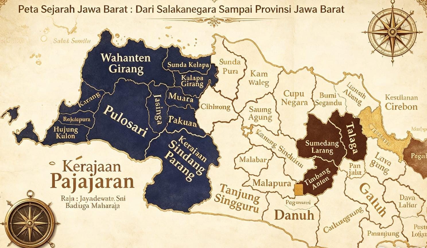Ilustrasi Lokasi Timbanganten di Peta Wilayah Pajajaran