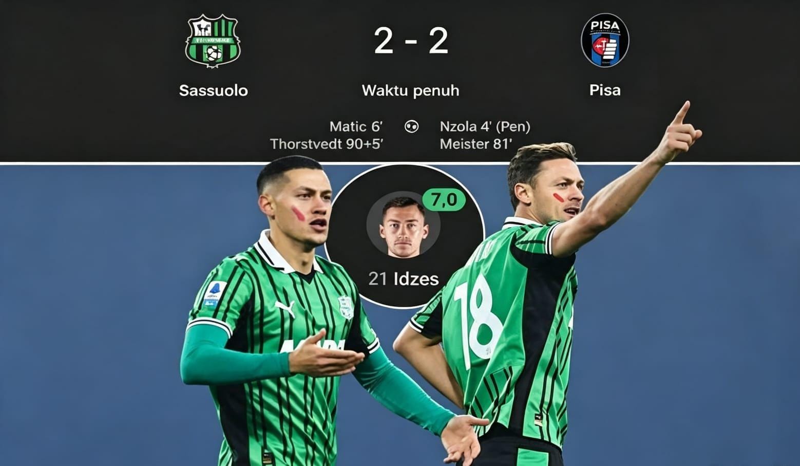 Jay Idzes tampil sebagai starter saat Sassuolo mengalahkan Juventus 3-2 di Mapei Stadium.