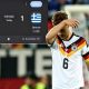 Pemain Timnas Jerman tampak kecewa setelah kalah 0-1 dari Yunani di WWK Arena, Augsburg, Senin (28/9/2026).