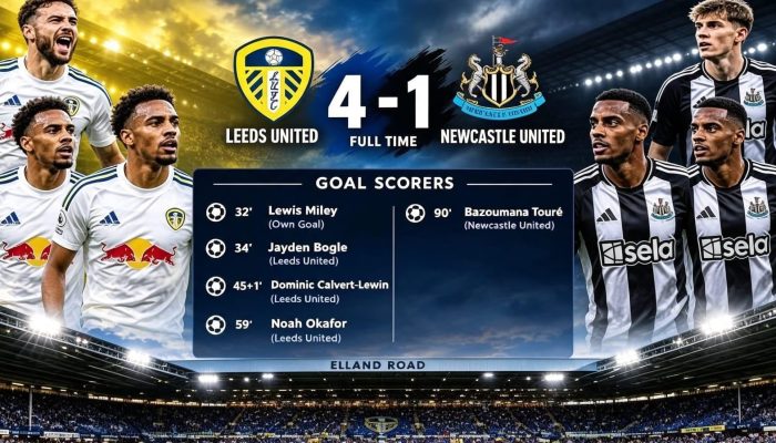 Leeds Hancurkan Newcastle 4-1, Dominan Sejak Babak Pertama