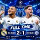 Kylian Mbappé dan Federico Valverde merayakan gol Real Madrid saat mengalahkan Inter Milan 2-1 di Liga Champions.