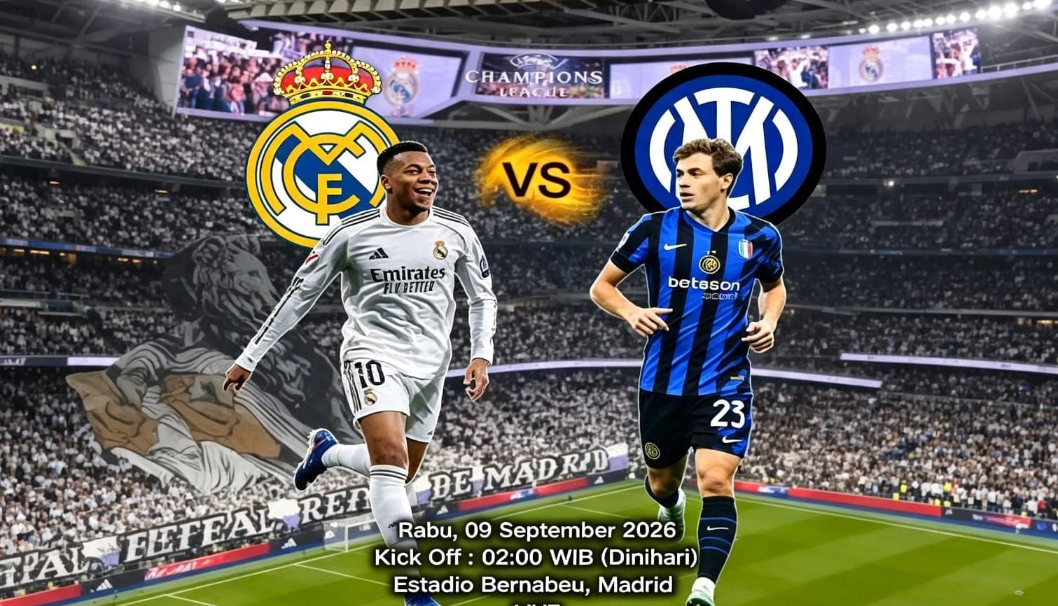 Real Madrid dan Inter Milan bersiap bertarung di Santiago Bernabéu pada Liga Champions 2026/2027.