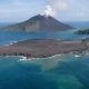 Daratan baru seluas 30,3 hektare muncul di antara Pulau Gunung Anak Krakatau dan Pulau Sertung, Kabupaten Lampung Selatan, September 2026.