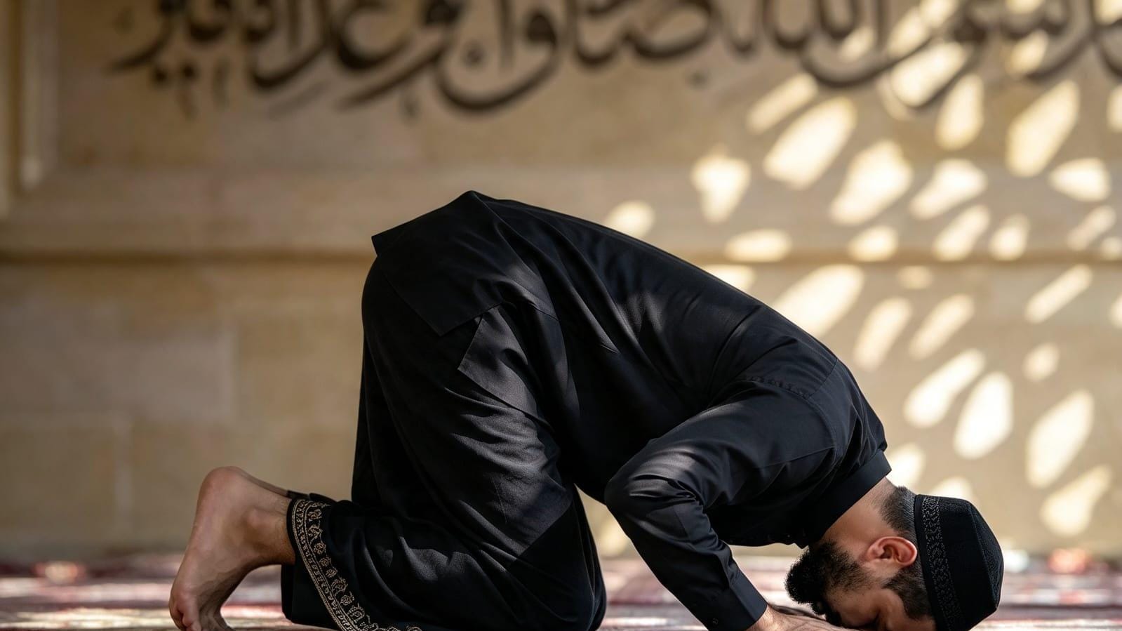 Ilustrasi seorang muslim menunaikan shalat sunnah rawatib di masjid.