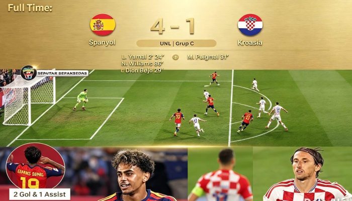 Yamal Brace! Spanyol Bantai Kroasia 4-1 di Pizjuan