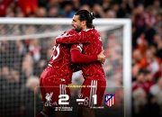 Dominik Szoboszlai merayakan gol Liverpool saat menghadapi Atlético Madrid di Liga Champions