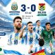 Pemain Argentina merayakan gol ke gawang Bolivia dalam laga persahabatan di Estadio Mario Alberto Kempes, Cordoba.