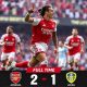 Pemain Arsenal merayakan gol kemenangan atas Leeds United di Emirates Stadium.