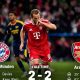 Striker Bayern München Harry Kane saat merayakan gol penalti ke gawang Arsenal dalam laga fase grup Liga Champions di Allianz Arena.