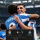 Pemain Coventry City merayakan gol ke gawang Newcastle United di Coventry Building Society Arena.
