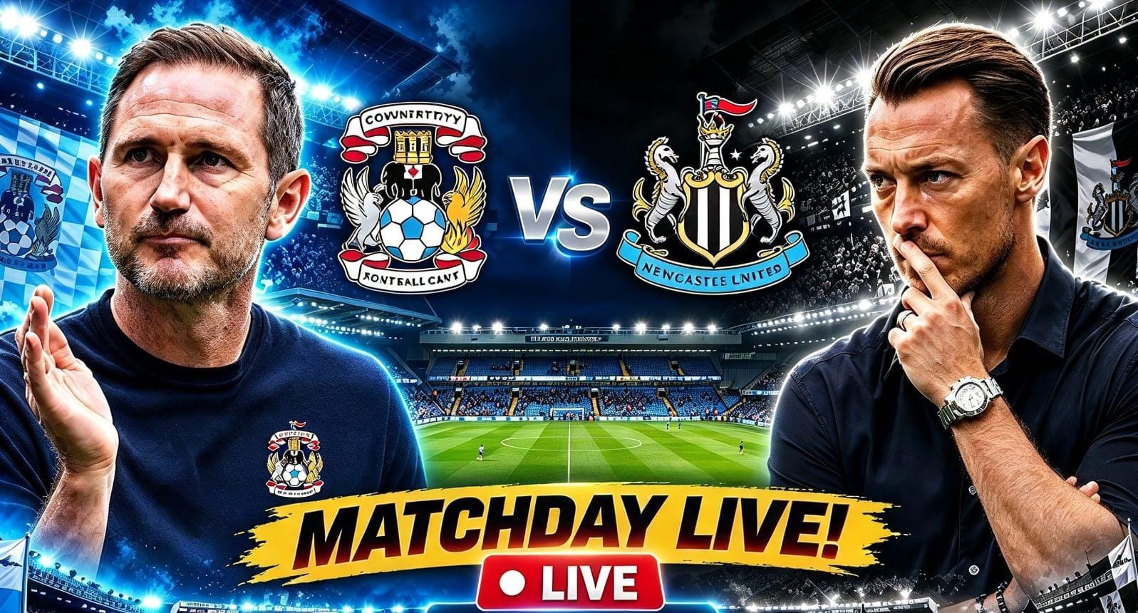 Pelatih Coventry City Frank Lampard dan pelatih Newcastle United Matthias Jaissle.