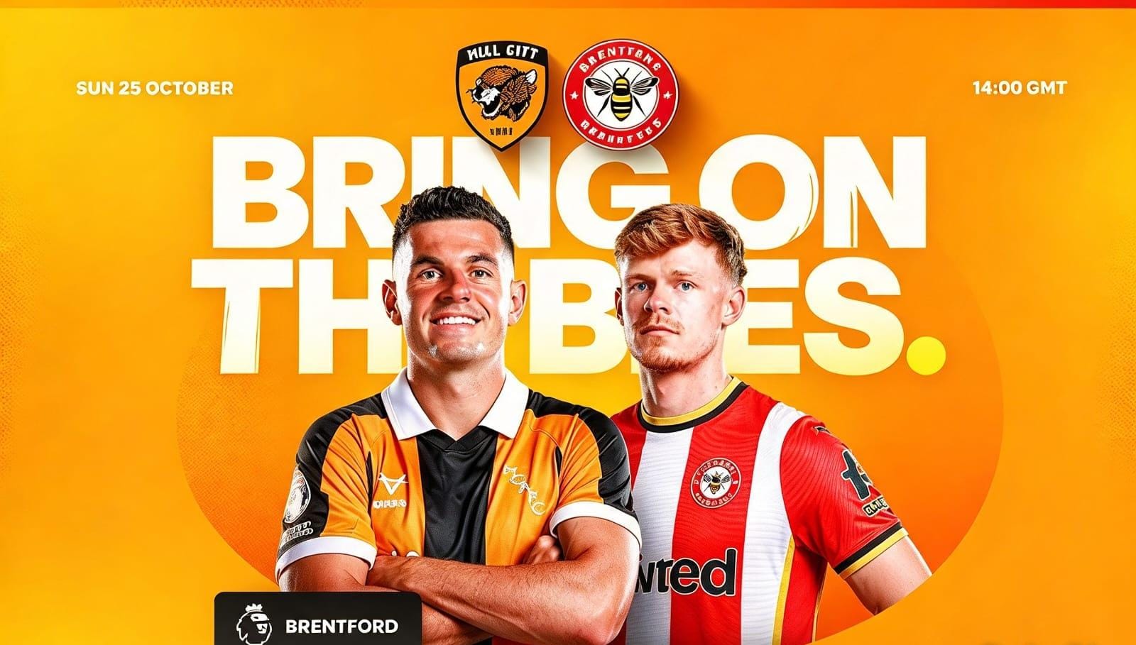 Para pemain Hull City dan Brentford saat terlibat duel sengit memperebutkan bola dalam laga terakhir kedua tim. Kedua klub bersiap saling tikam pada pekan ke-8 Liga Inggris di MKM Stadium, Minggu malam (25/10).