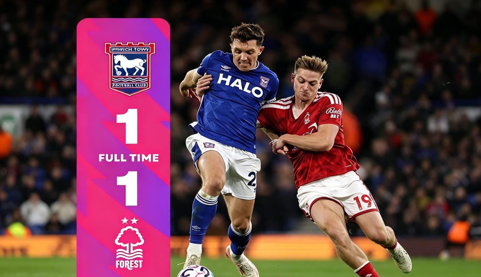 Ipswich Town bermain imbang 1-1 melawan Nottingham Forest pada pekan ke-8 Premier League di Stadion Portman Road.