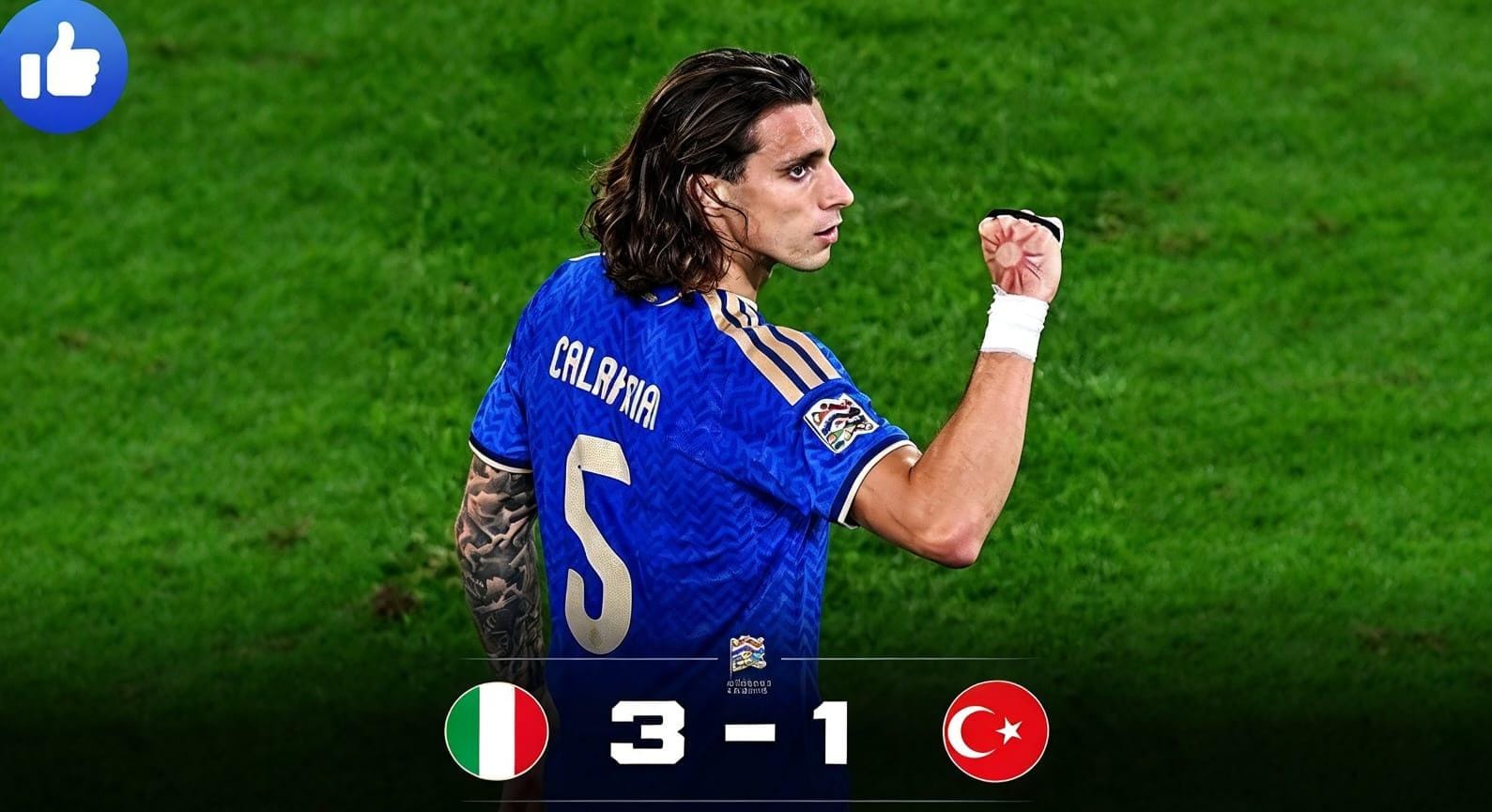 Pemain Italia merayakan gol ke gawang Turki dalam laga UEFA Nations League di Stadion Dall'Ara, Bologna.
