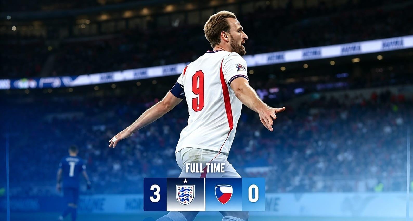 Harry Kane merayakan golnya saat Inggris melawan Ceko di Stadion Wembley.