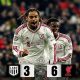 Striker Liverpool Bradley Barcola melakukan selebrasi setelah mencetak gol hat-trick ke gawang LASK Linz dalam laga Liga Champions di Raiffeisen Arena.