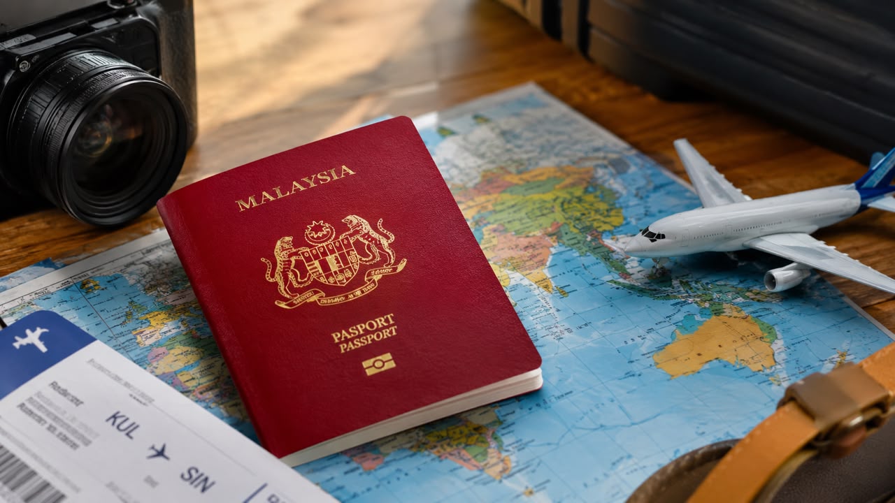Ilustrasi paspor Malaysia yang masuk 10 besar dunia versi Henley Passport Index 2026.
