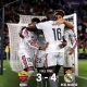 Ekspresi kegembiraan para pemain Madrid setelah mencetak gol kemenangan Real Madrid atas AS Roma di Liga Champions
