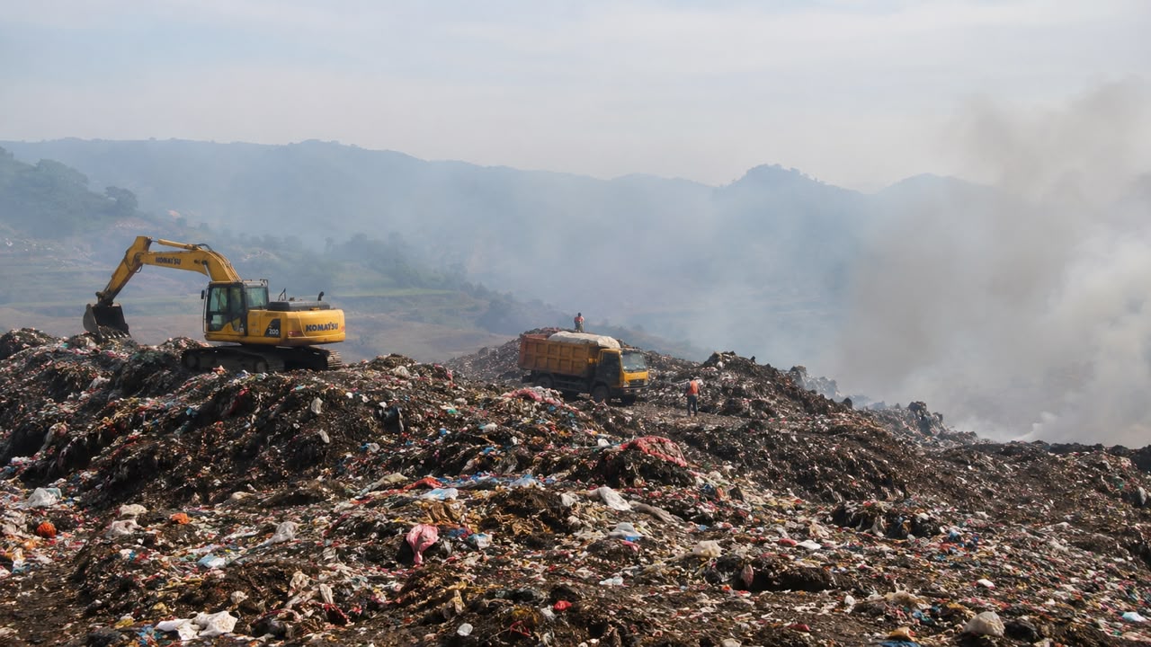 Tumpukan sampah setinggi 17 meter di Zona 5 TPA Sarimukti Bandung Barat yang diprediksi penuh November 2026.