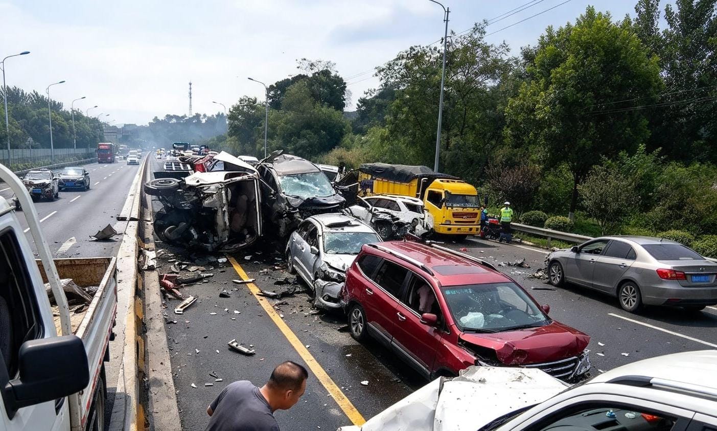 Kondisi belasan kendaraan ringsek akibat tabrakan beruntun di Tol Cipularang KM 91+900 arah Jakarta, Rabu (7/10/2026).