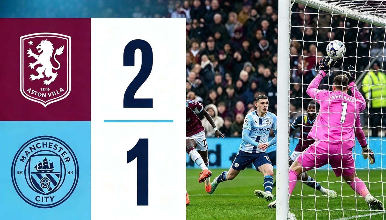 Aston Villa mengalahkan Manchester City 2-1 pada pekan kedelapan Premier League 2026/2027 di Villa Park, Minggu (25/10/2026).